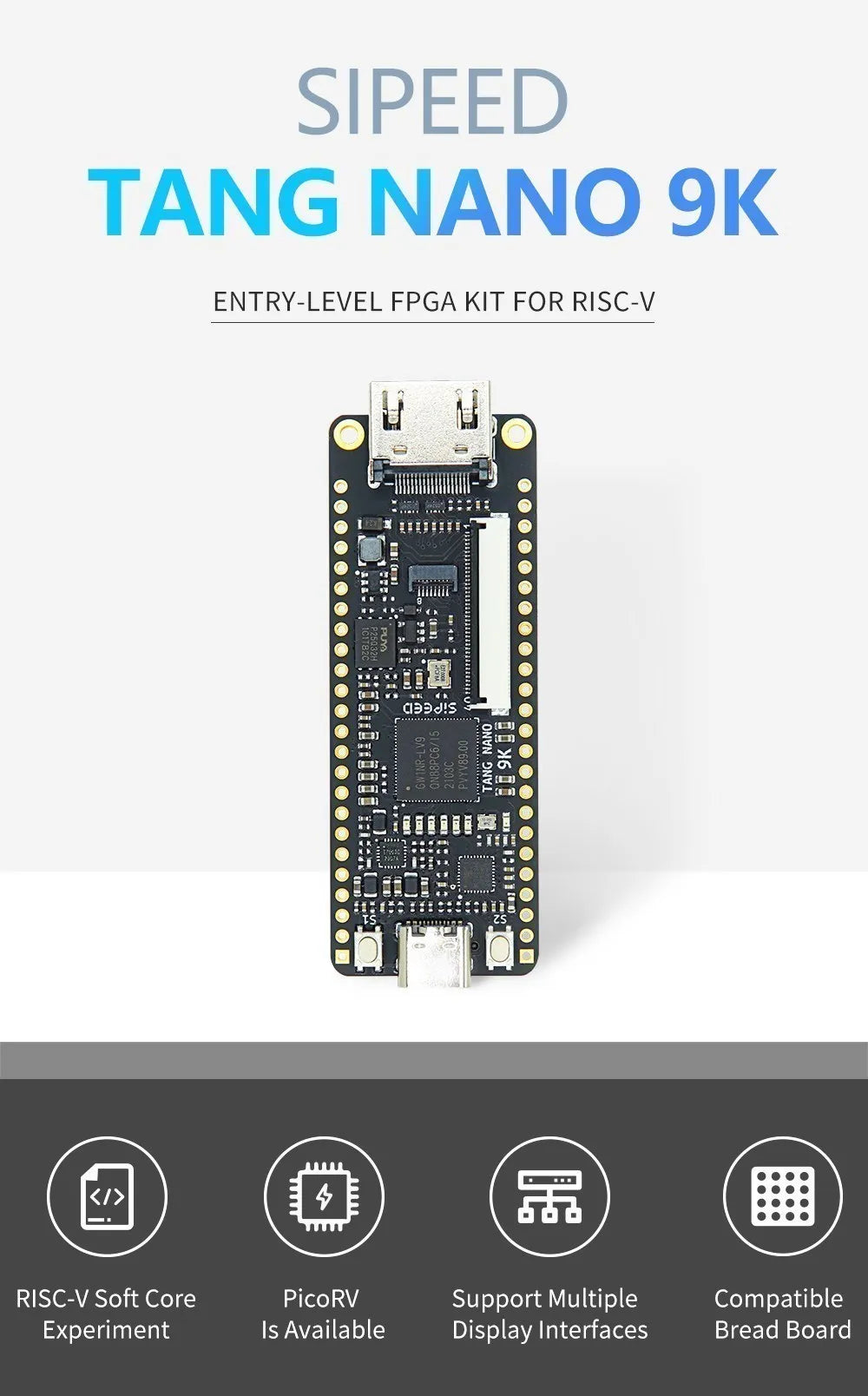  Tang Nano 9K FPGA Development Board GOWIN GW1NR-9 RISC-V HDM kit