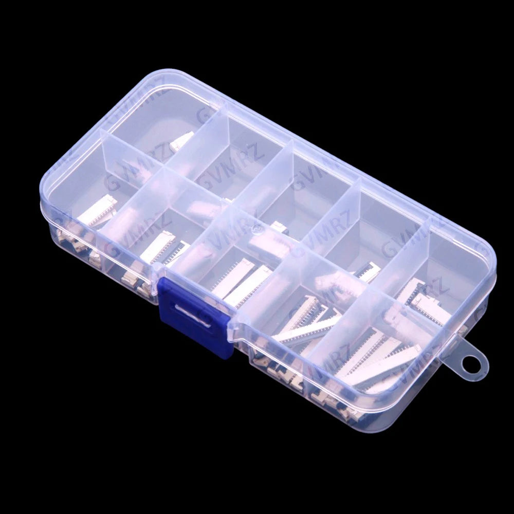 50PCS FFC FPC Connector 1.0mm 4/6/8/10/12/14/16/20/22/24 Pin Top Contact Flat Cable Connector Socket Sets 4P 6P 8P 10P 12P