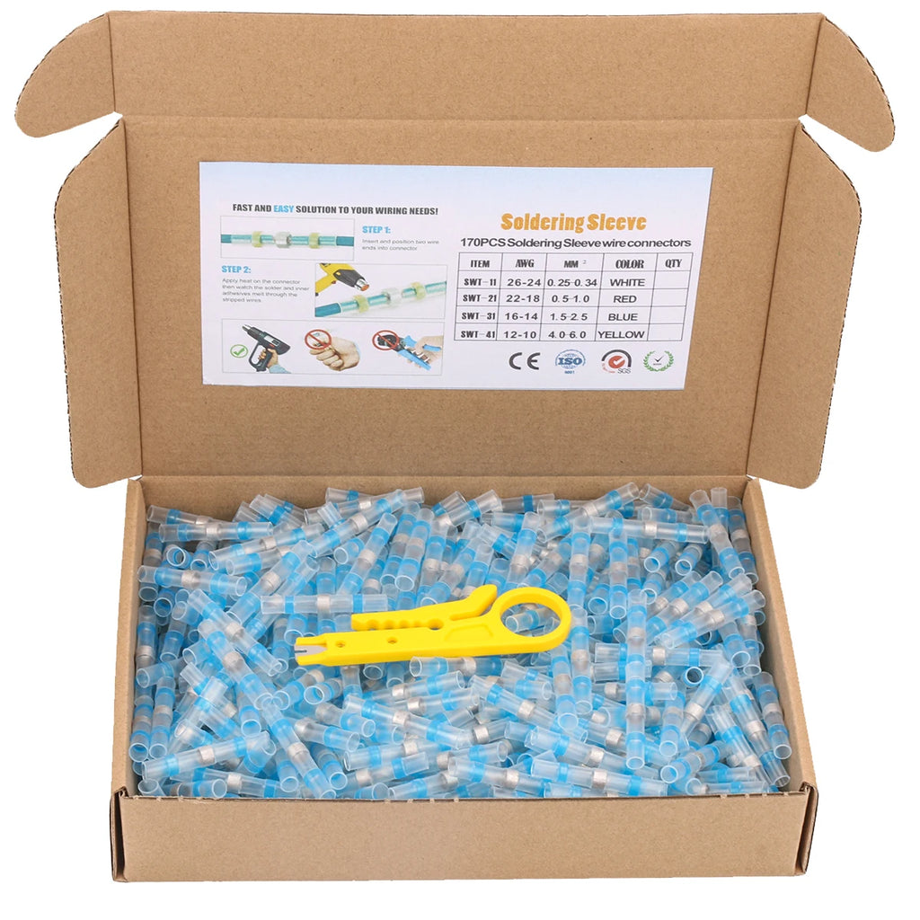 Heat Shrink Connectors Sleeve Tube Terminals Electrical Butt Splice Wire Connector Splice Solder Insulated Electrical Cable