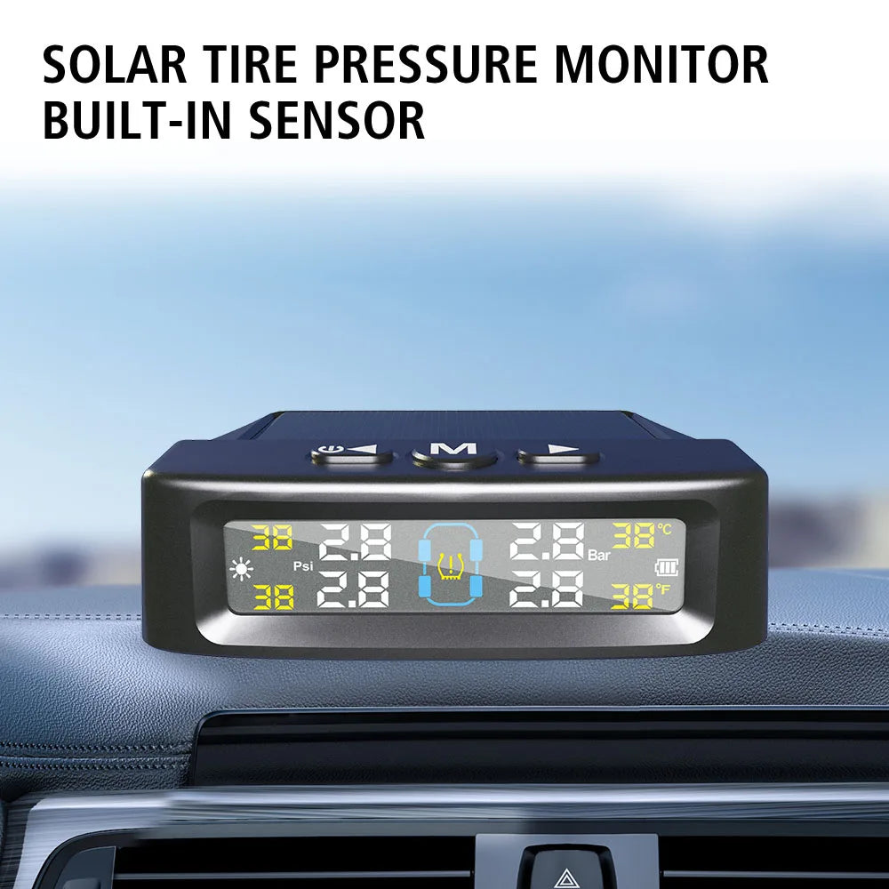 Temperature Warning Fuel Save Tire Pressure Monitoring System Solar TPMS With 4 External Sensors Car Tyre Pressure Monitor
