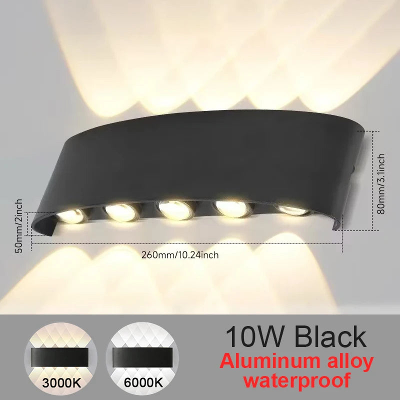 LED Wall Sconces 2W/4W/6W/8W/10W Modern Wall Light, Hardwired Aluminum Wall Lamp,Black Up Down Wall Mount Lights for Living Roo
