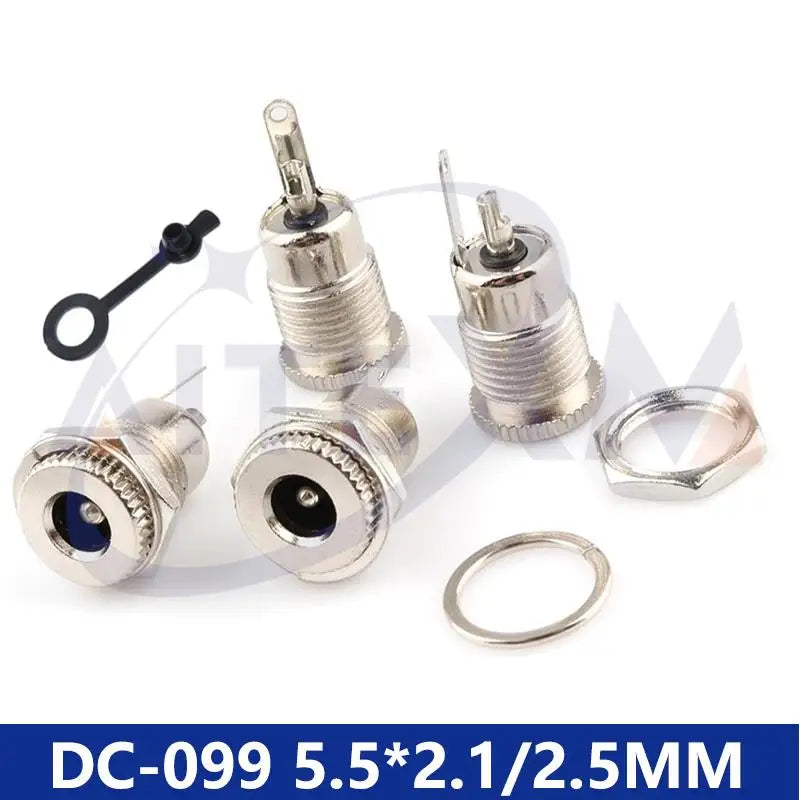 DC099 5.5 mm x 2.1mm DC Power Jack Socket Female Panel Mount Connector Metal DC-099 Open Hole 11MM 5.5*2.1 5.5*2.5