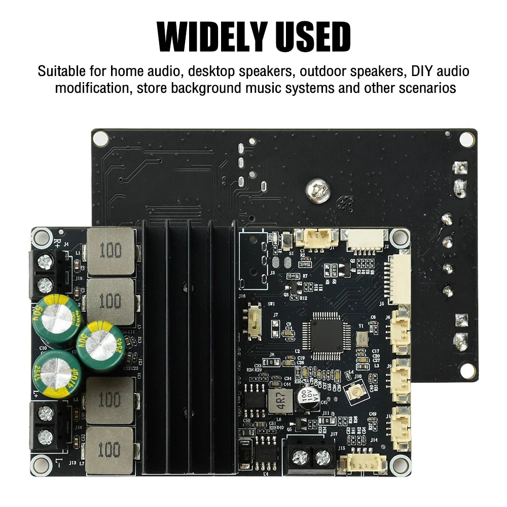 DC 9-30V Bluetooth Power Amplifier Module 2×100W Dual Channel APP Tuning Audio Board for Home Outdoor Speaker DIY Audio Upgrade