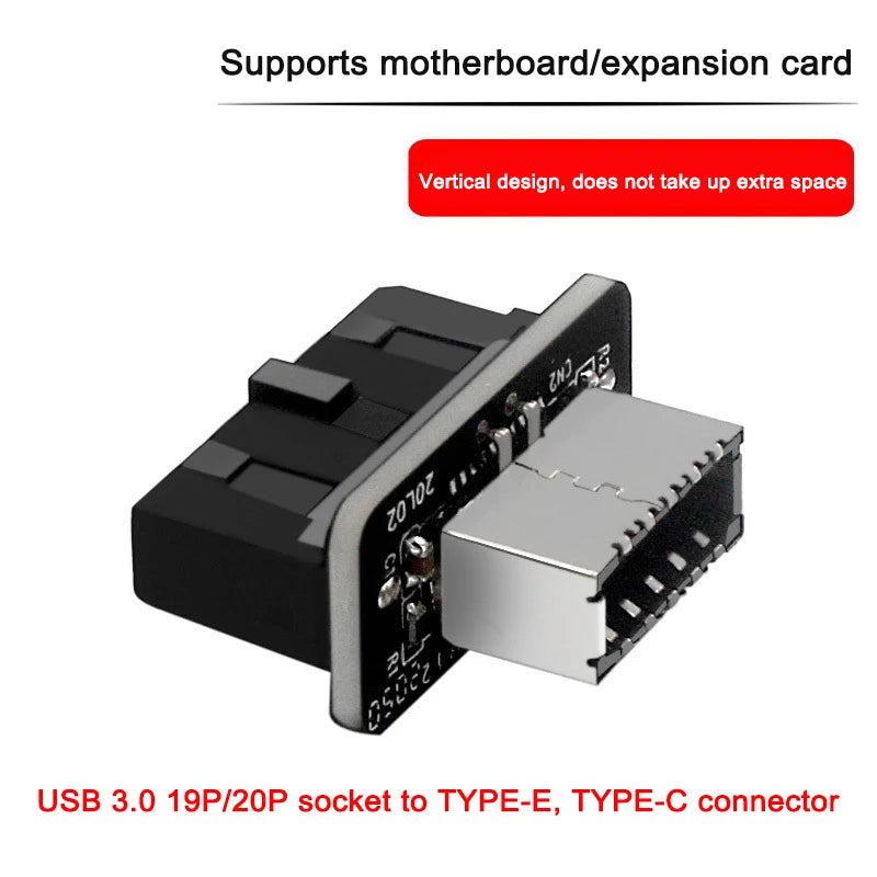 1pcs USB 3.0 20Pin/19P Internal Header to Type E Adapter Connector USB 3.1 20 Pin Converter for Type C Front Panel Motherboard