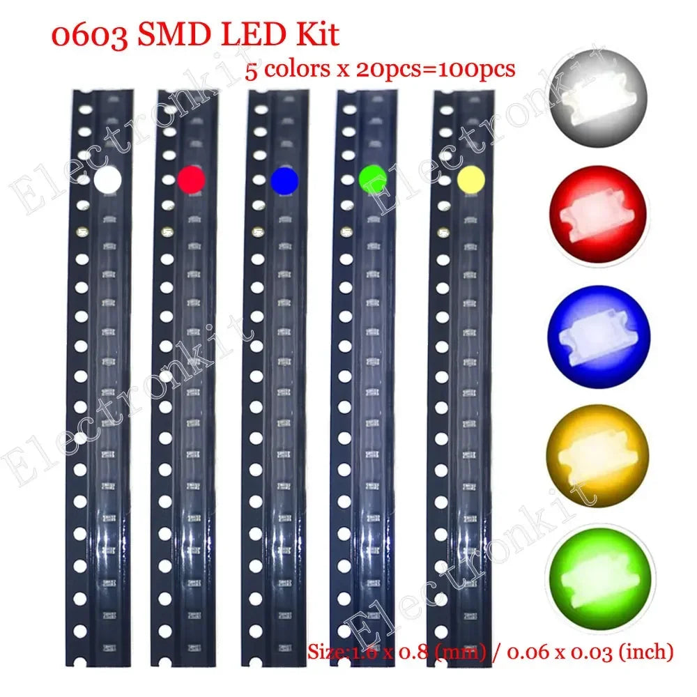 SMD LED Assorted Kit 0402 0603 0805 1206 1210 5730 5050 Purple Pink Fast flashing Warm Cool White Red Green Blue Yellow Orange
