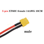 XT60 Male Female Connector Plug Silicone Wire 14AWG Tinned Copper 10cm Pair for RC Lipo Battery Drone FPV Car Boat Charger DIY