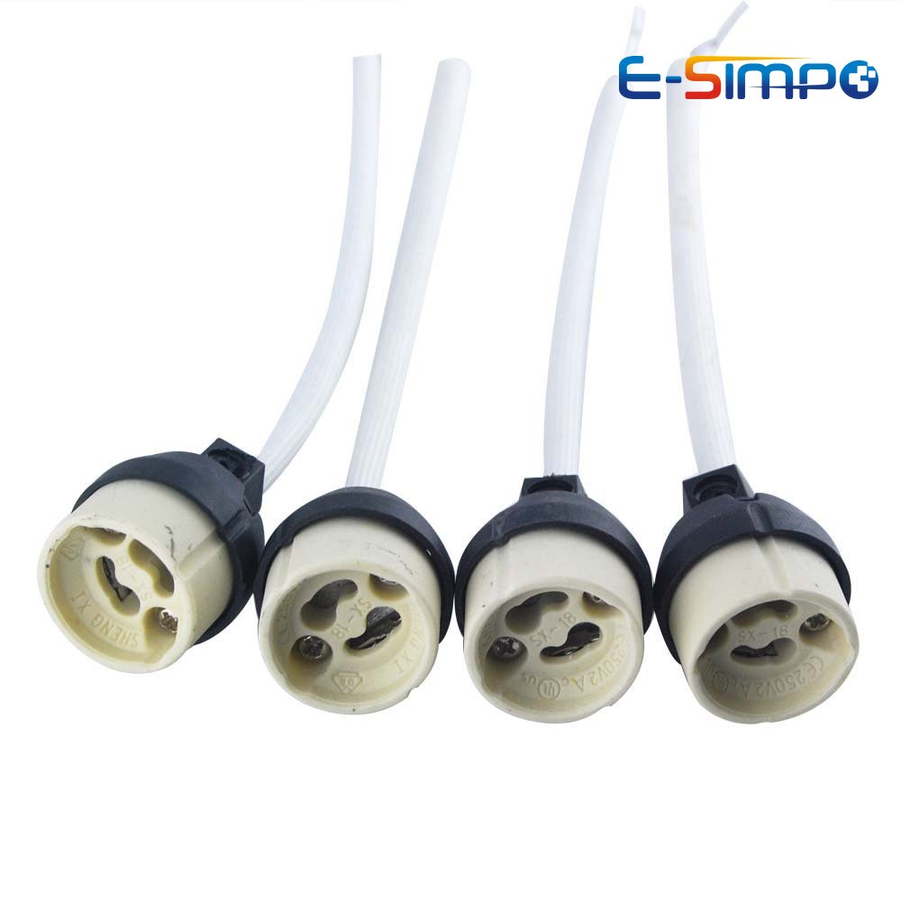 GU10 Ceramic LED Halogen Spot Lamp Bulb Holder Base European Standard VDE High Temperature Resistant Bayonet 18cm Light Socket