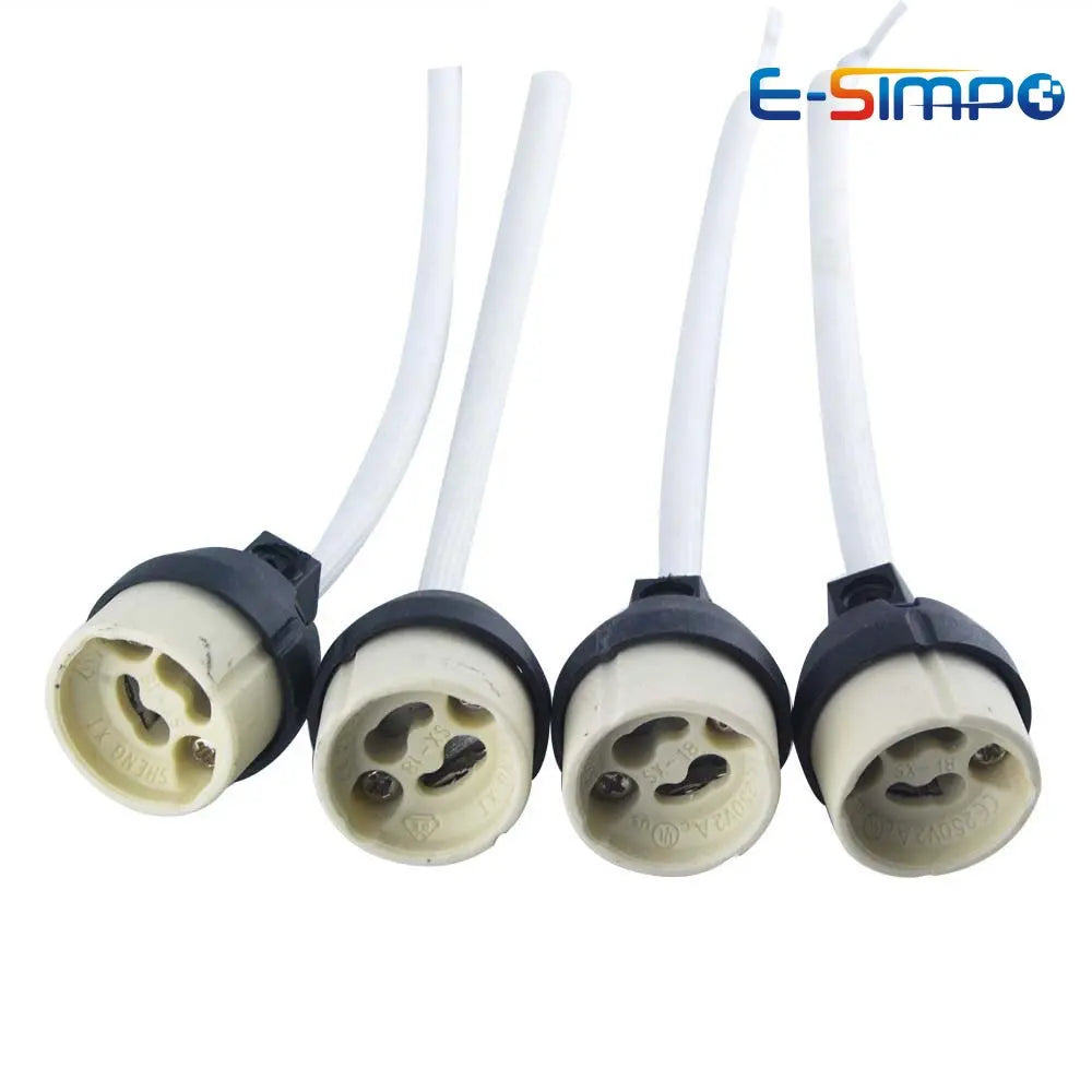 GU10 Ceramic LED Halogen Spot Lamp Bulb Holder Base European Standard VDE High Temperature Resistant Bayonet 18cm Light Socket
