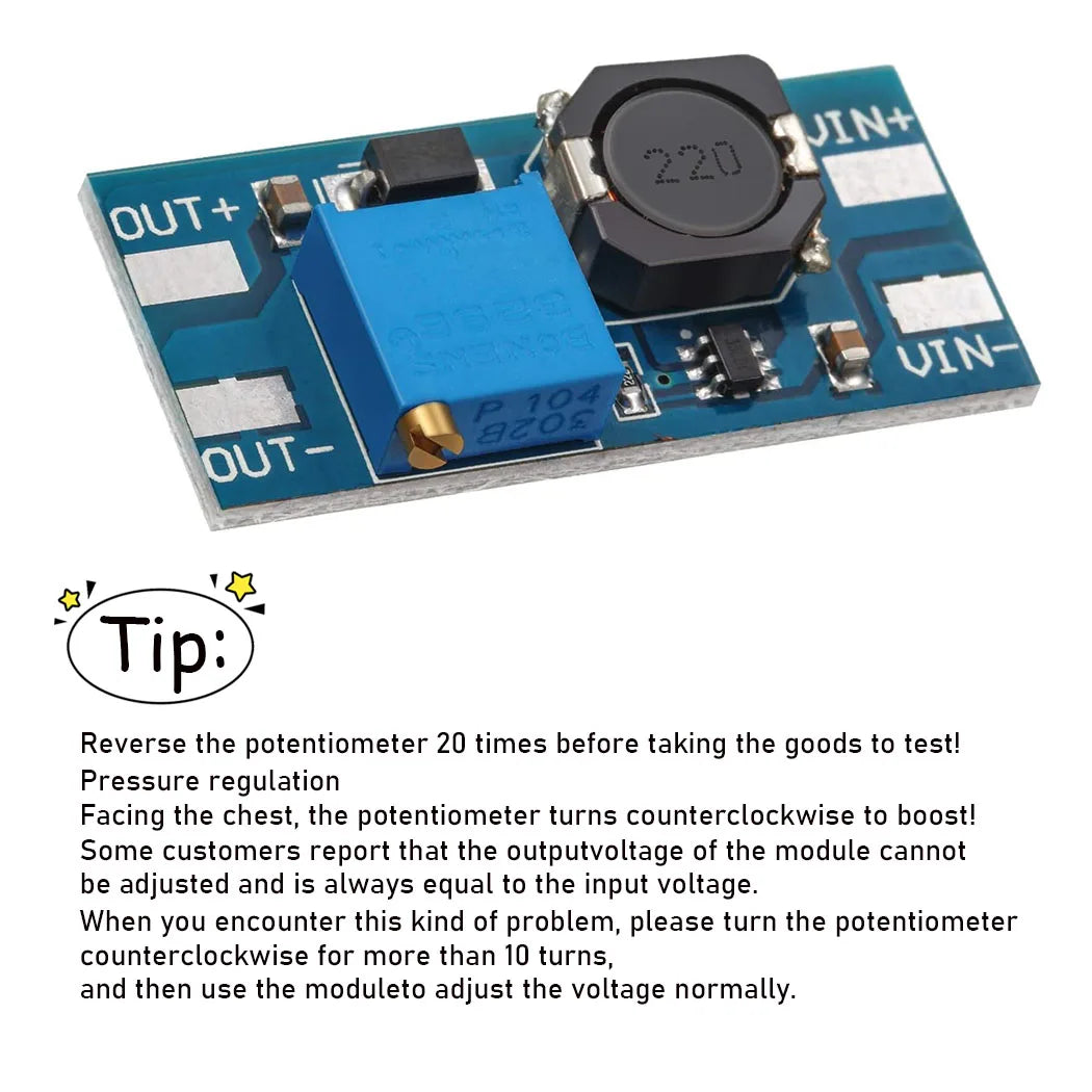 5/10PCS MT3608 DC-DC Step Up Boost Power Converter 2A Module Adjustable Step Up Voltage Regulator Board 2-24V to 5V-28V Output