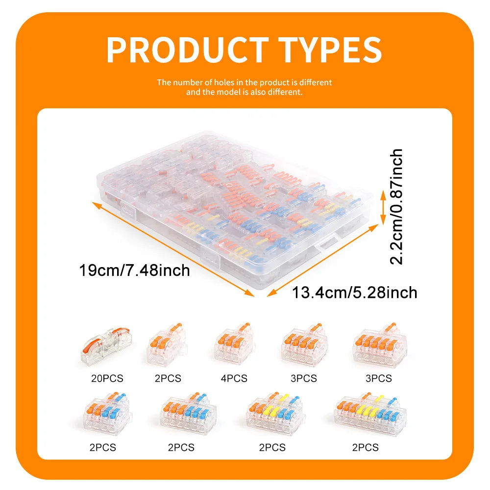 DIY GO 40PCS Lever Wire Connectors Assortment Pack Compact Splicing Connector Kit for Electrical Quick Connection Terminals