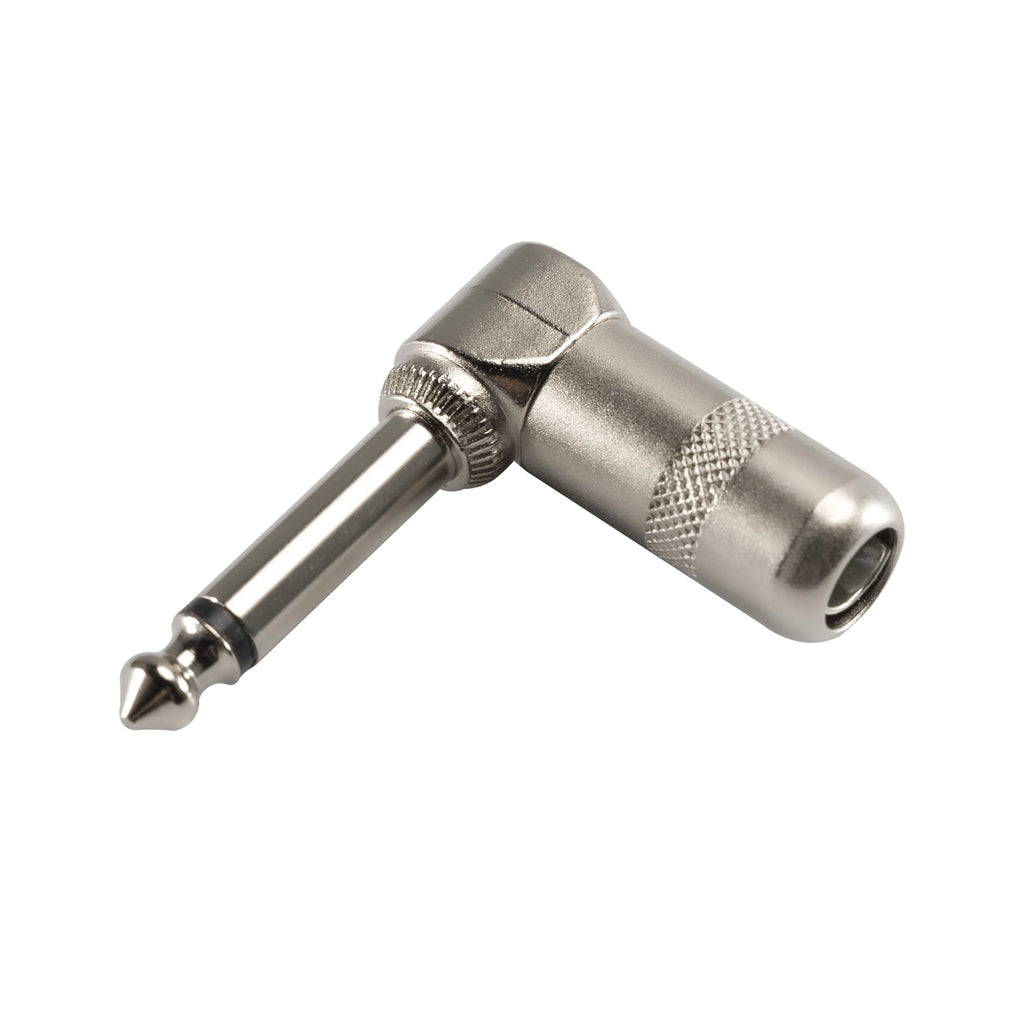 Pro-C Short Barrel Right Angle 1/4 6.35mm Black Nickel Mono Stereo Male Audio Plug Connector for Mixer Guitar Effect Patch Cable