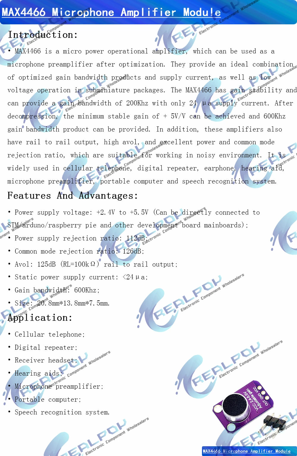 Sound sensor module sound control sensor MAX4466 MAX9814 switch detection whistle switch microphone amplifier For Arduino KY-037