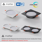 Square Embedded Downlight Dimmable Ceiling Tuya Bluetooth/Zigbee Matter Smart Lamp Lighting AC85V-260V Indoor Lighting