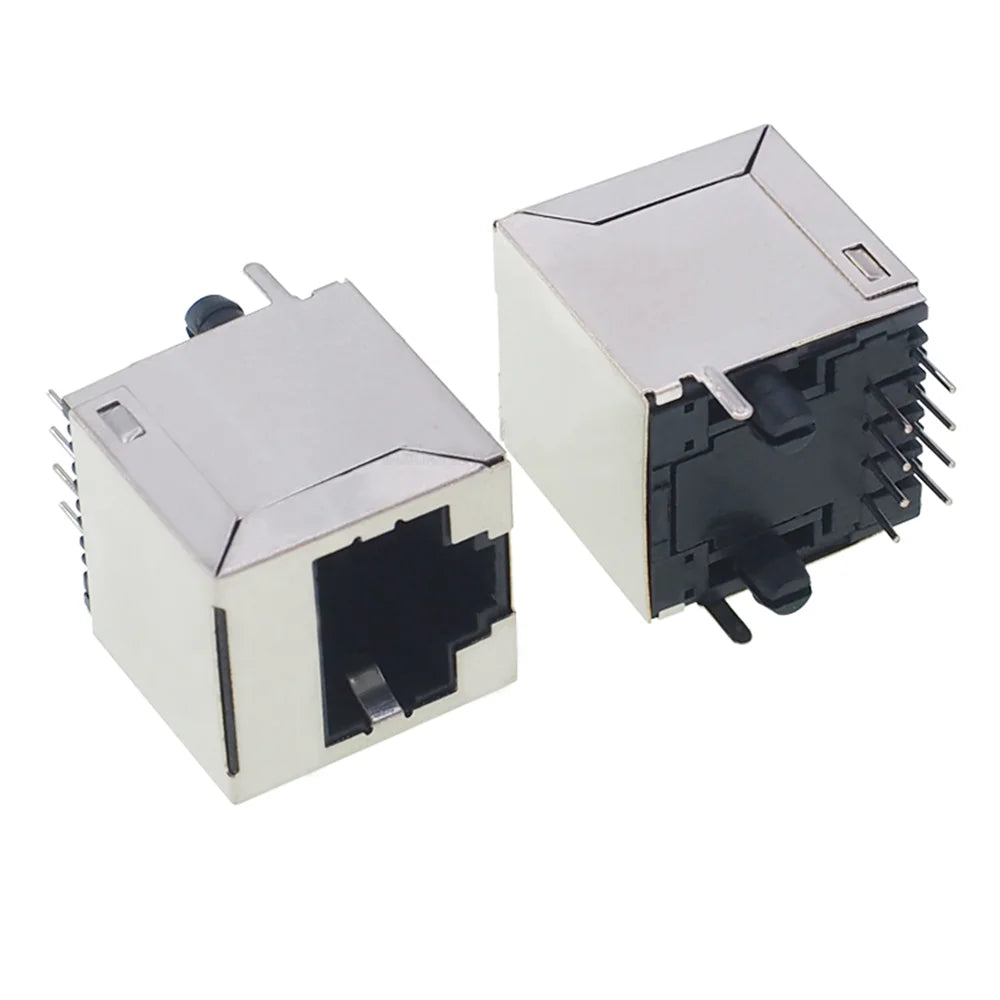5/10Pcs RJ45 8P8C Female Socket Metal Shell Network Ethernet Cable Connector Interface PCB Mount Board Jack RJ-45 8pin