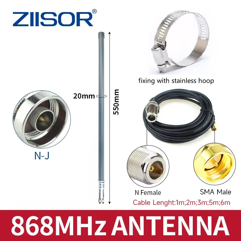 ZIISOR  LoRa Meshcore Antenna 868 MHz for EU Meshtastic 868MHz Hotspot Antennas for Lorawan Long Range SMA Male with 3D-FB Cable