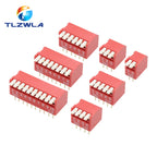 10PCS Slide Type Switch Module 1 2 3 4 5 6 7 8 9 10 12 Bit 2.54mm Position Way DIP Red Blue Pitch Toggle Switch Red Snap Switch