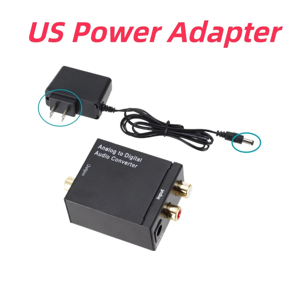 RCA to Fiber Toslink Audio Adapter ADC Analog-to-Digital Converter Analog-to-Digital Fiber Toslink Coaxial Audio Converter