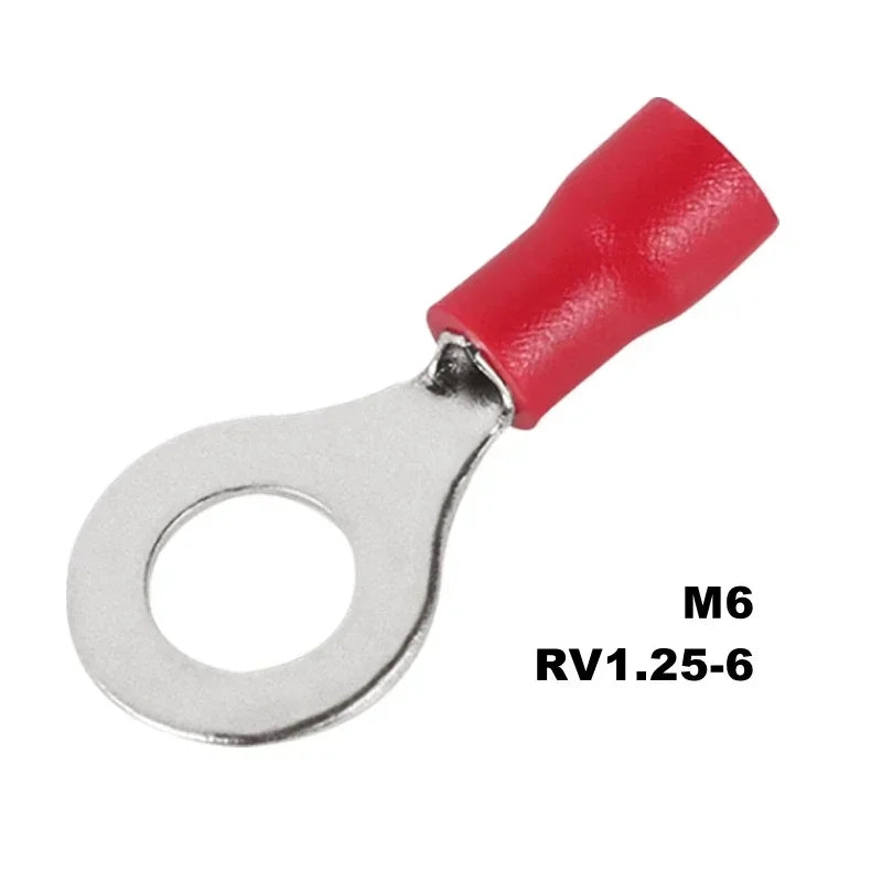 50PCS Ring Crimp Terminals Electrical Wire Connector M3/M4/M5/M6/M8/M10/M12 Insulation Ferrule Lug Quick Splice Connection Screw