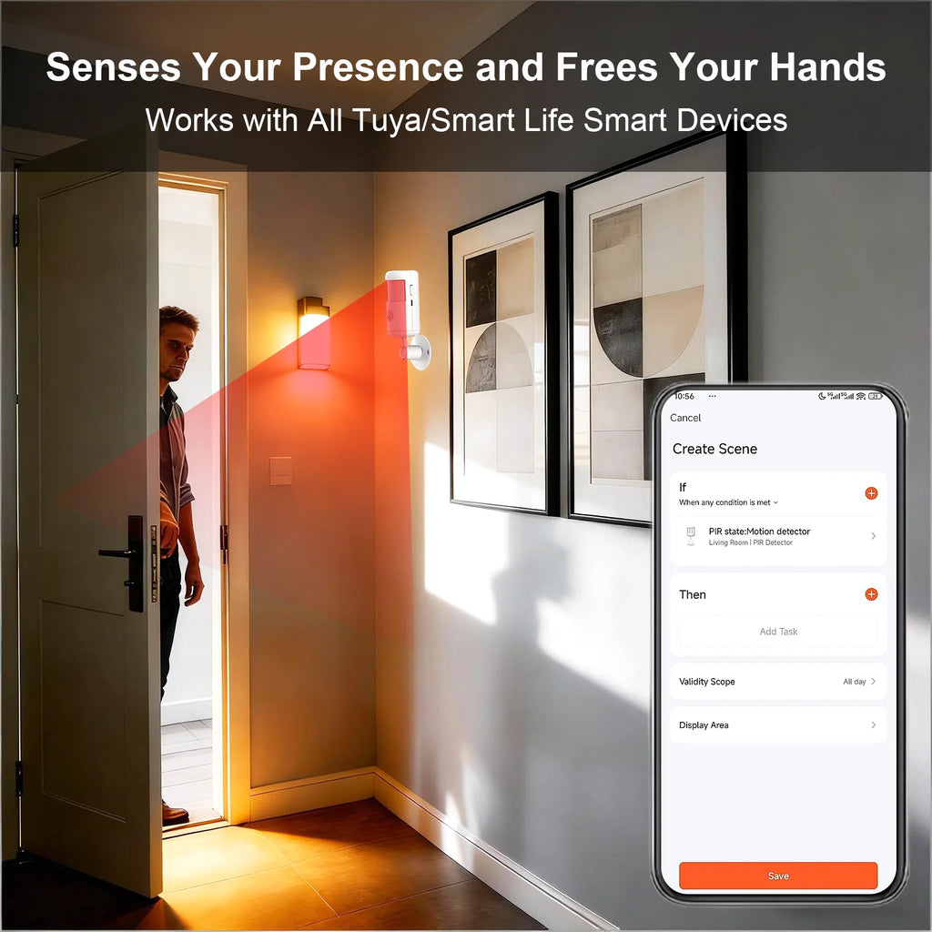2/4/6/8 PCS Tuya Smart WiFi Infrared Alarm Detector 4 Alarm Modes Infrared Motion Human Body Infrared Detector Work With Alexa Google Home Security