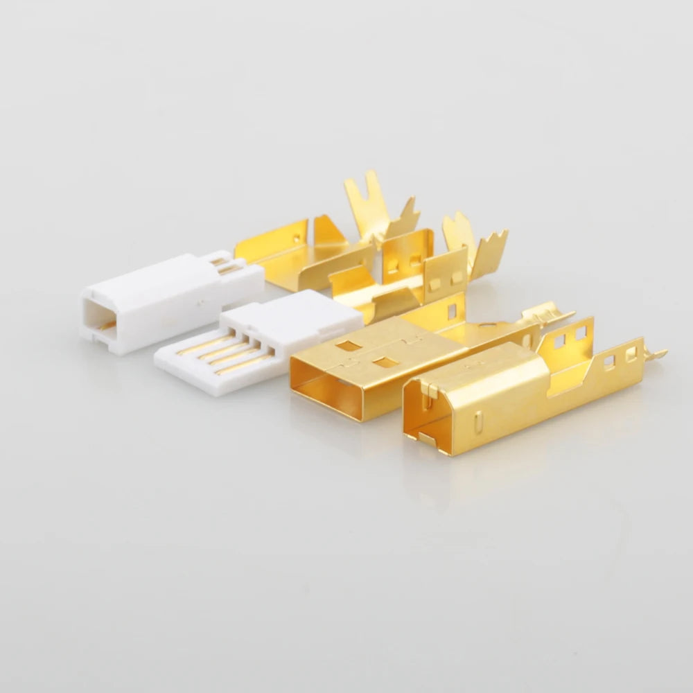 Hi-End Gold Plated USB A To B Connector Type A-B Plug DIY HiFi USB Cable Replacement Audio Grade USB Wire Repair Spare Parts