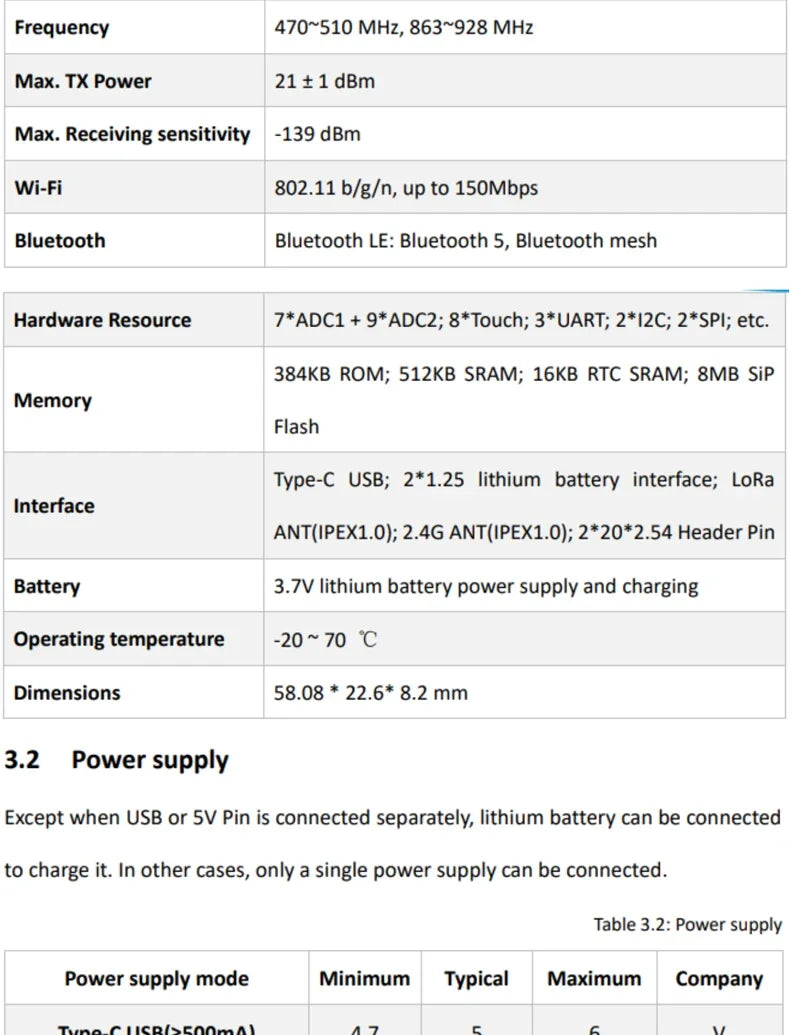 ESP32 SX1262 LoRa WIFI BLE Module Development Board LoRAWAN 433-470 868-915mhz Wireless Stick Lite Meshtastic Mesh