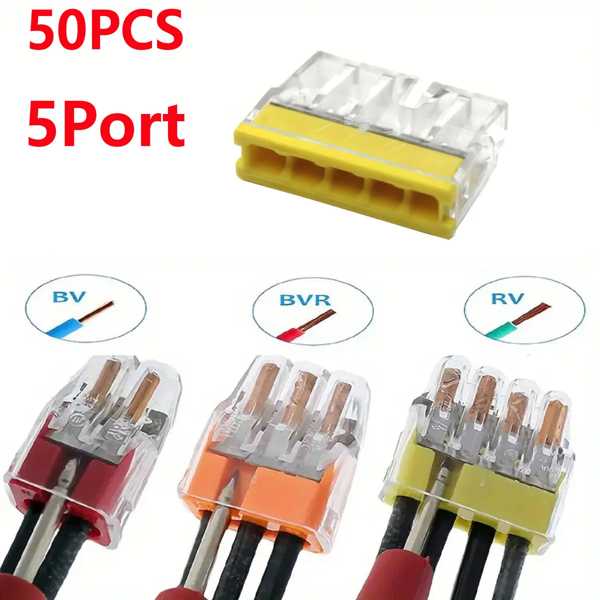 50pcs Mini Quick Wire Connectors 2/3/4/5/ Ports Terminal Block Hard Stainless Easy Electric Quick Push-In