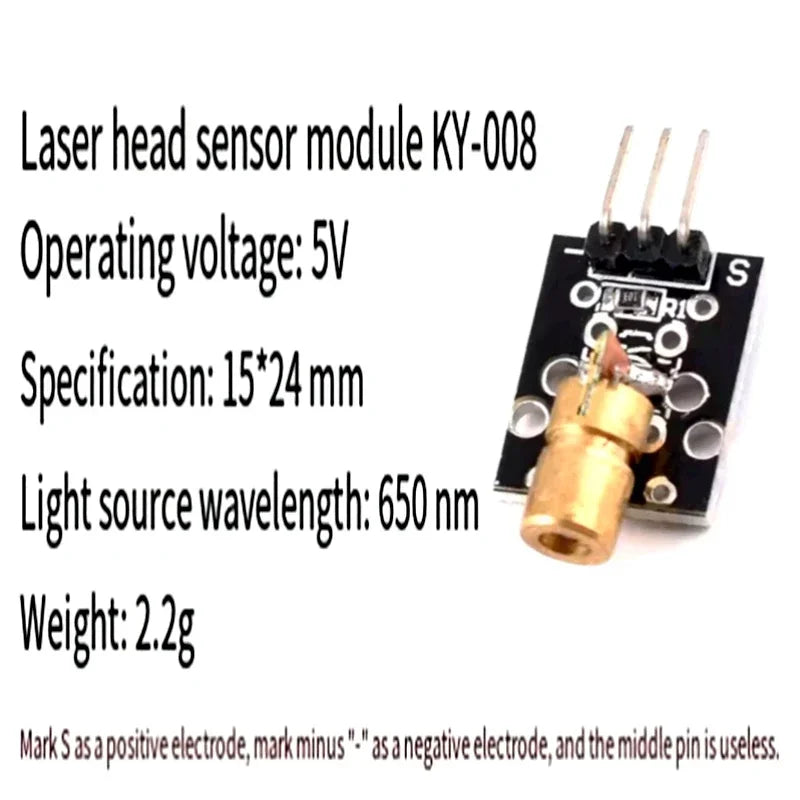 10PCS KY-008 650nm Laser sensor Module 6mm 5V 5mW Red Laser Dot Diode Copper Head For Arduino KY-008