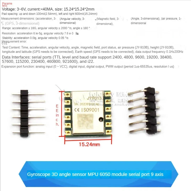 GY-521 MPU6050 Module 3D Angle Sensor 6DOF Three Six Axis Accelerometer Electronic Gyroscope
