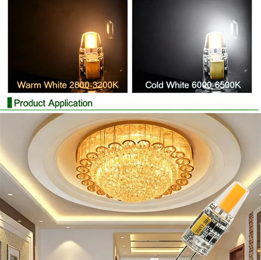 10PCS Dimmable Mini G4 LED COB Lamp  6W Bulb AC DC 12V 220V Candle Lights Replace 30W 40W Halogen for Chandelier Spotlight