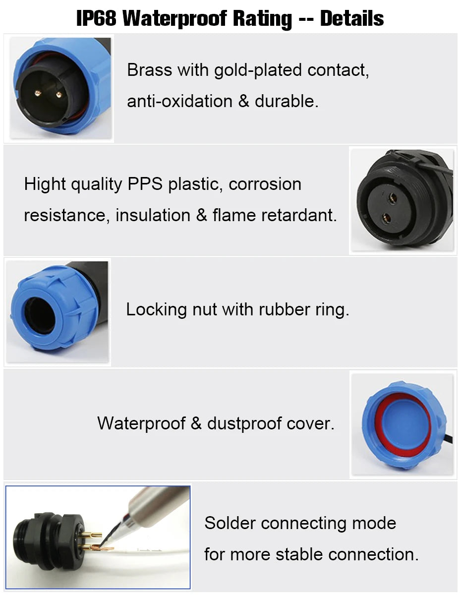 WEiPU SP13 Plastic M13 Waterproof Circular Power Plug Socket Wire Joint Connector 2 3 4 5 7 9Pin for Solar Audio Visual System