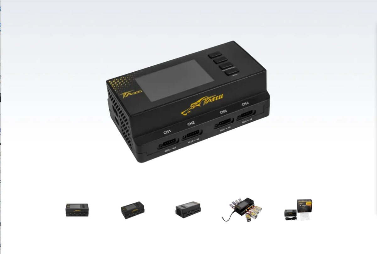 Tattu TA300 G-Tech Smart Charger for 2-4S LiPo Batteries - Drone Soccer Battery Charging System