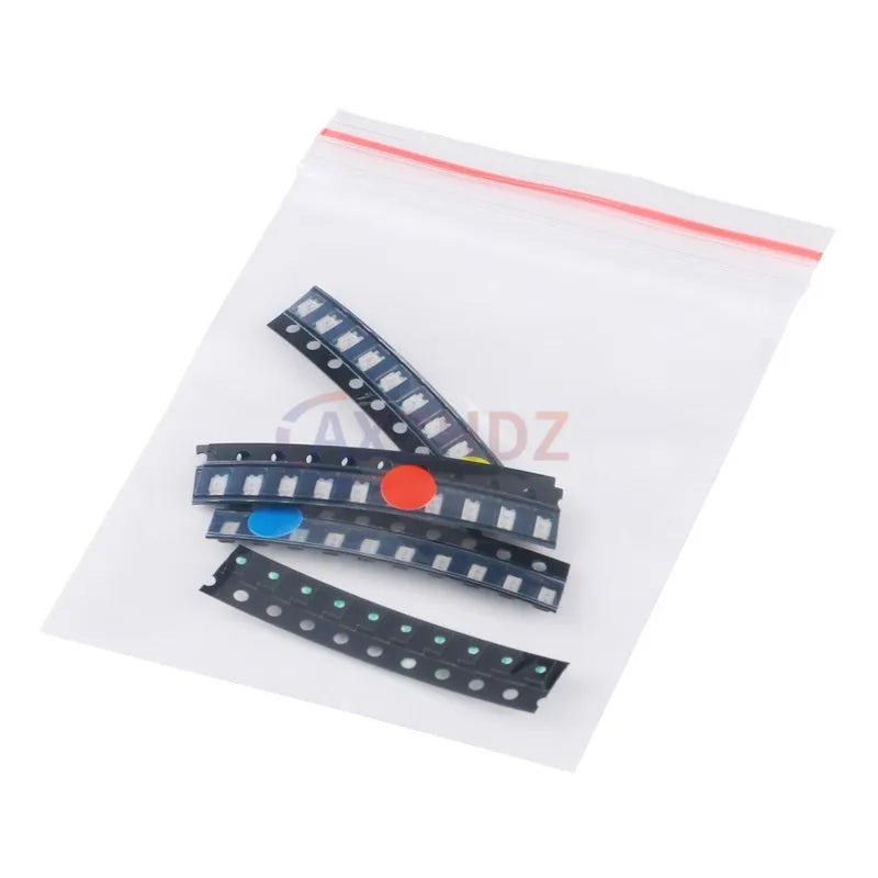 50pcs 5ValueX10PCS 1206 0402 0603 0805 SMD LED Diodes Component Package Kit DIY White Red Blue Green Yellow Super Bright