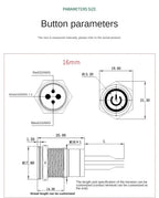 16/19/22mm IP67 Waterproof Metal Push Button Switch 10A High Current LED Light Momentary Latching Outdoor Power Switch Red Green