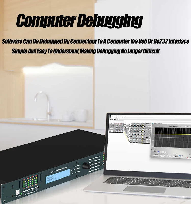 PaulKitson Professional Digital Signal Processor 4In 8Out 4.8SP DSP Speaker Management Professional Audio Stage Equipment System