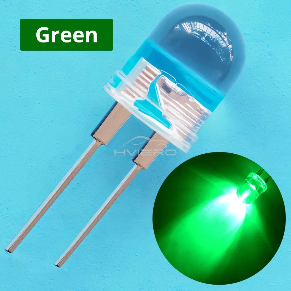 50pcs 10mm White Red Green Blue Yellow Diode Led Round 0.5W Power Light 3.2~3.6V LED Lamp Bead Light-emitting Diodes 30KMCD Bulb
