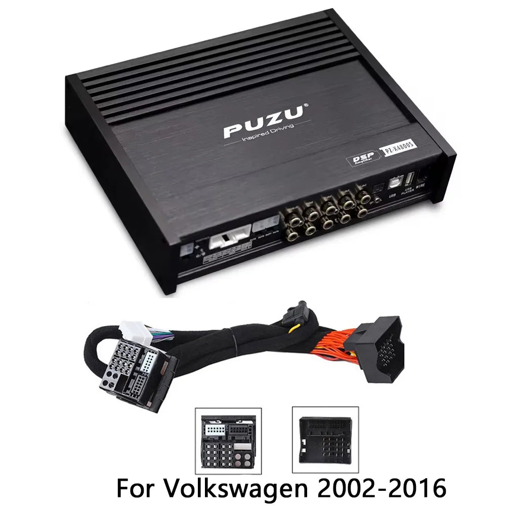PUZU PZ-X4800S 6core 32bit 8CH With Power Car Audio DSP Digital Signal Processor Built In Amplifier 8X150W Support BT5.0 OPT