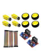 4-Wheel Robot Kit with Motor 3 DuPont Wires 2 L298N Motor Drive Modules for DIY Educational Science Projects