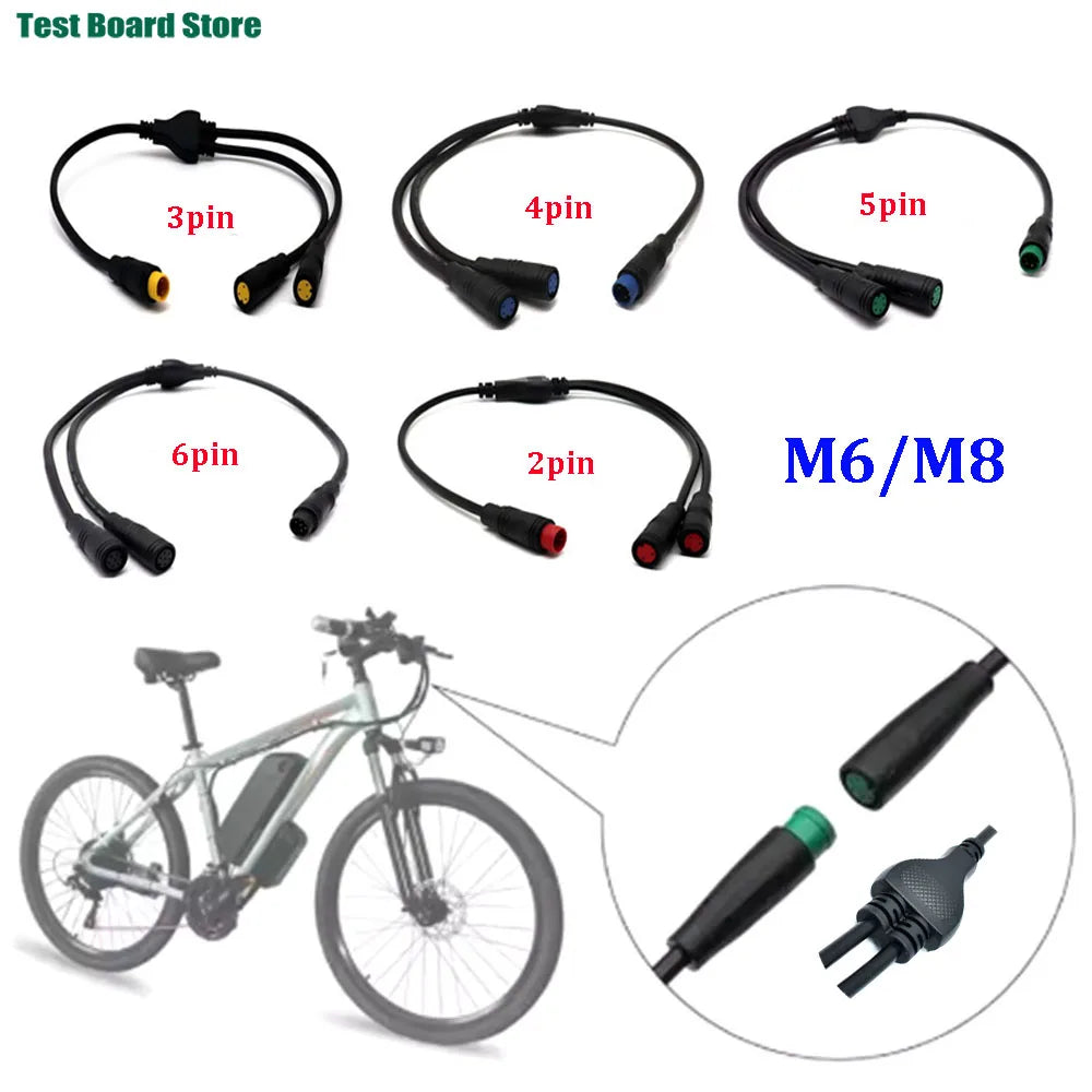  M6/M8 1 male to 2 female 2/3/4/5/6 pin Ebike DC splitter sensor Connector 40CM Cable Electric Bicycle Butt Joint ebike Plug