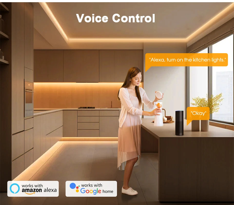 CCT 2700K-6500K Changeable Lamp Tuya Smart Home COB LED Strip Alexa Light Linear LED Tape With Dimmable WiFi LED Dimmer Switch