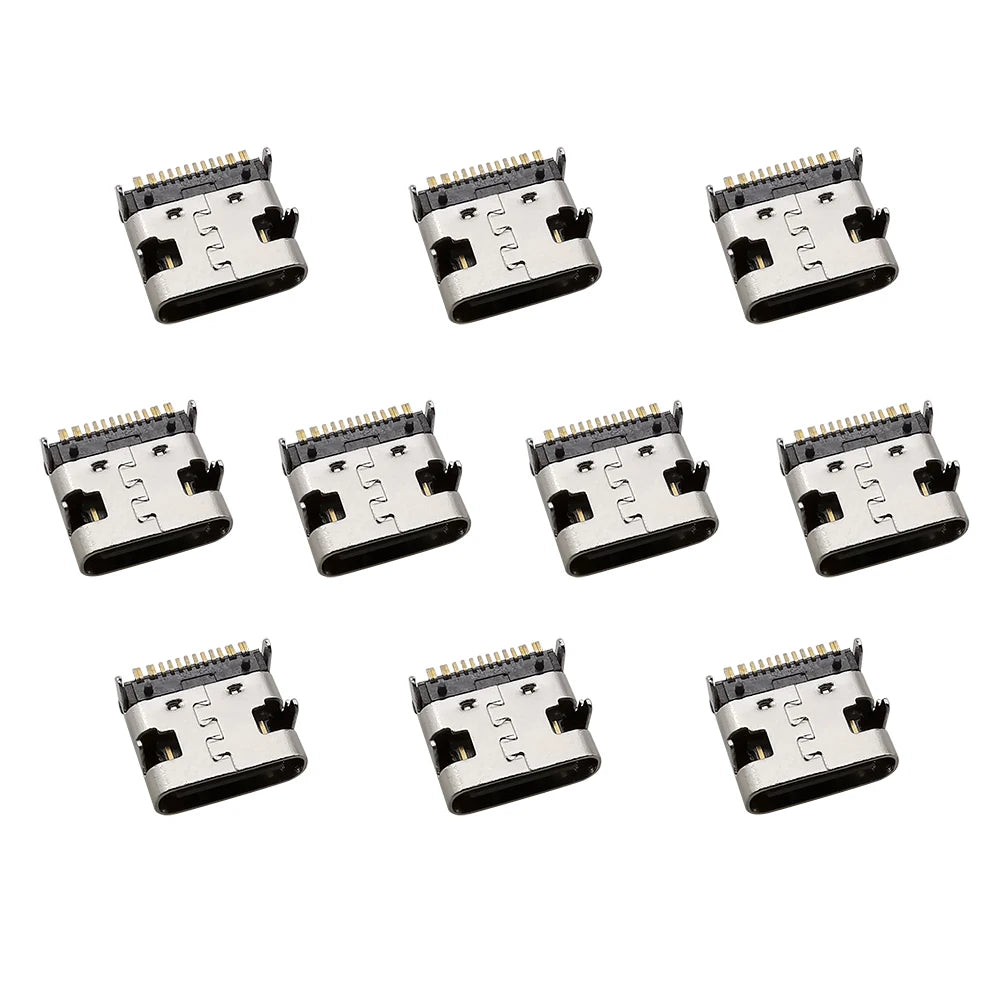 10Pcs Type C Jacks 16 Pin USB 3.1 Charging Dock Connectors 20V 5A USB-C  Female Sockets DIP PCB Mount Repair Port Type-C Adapter