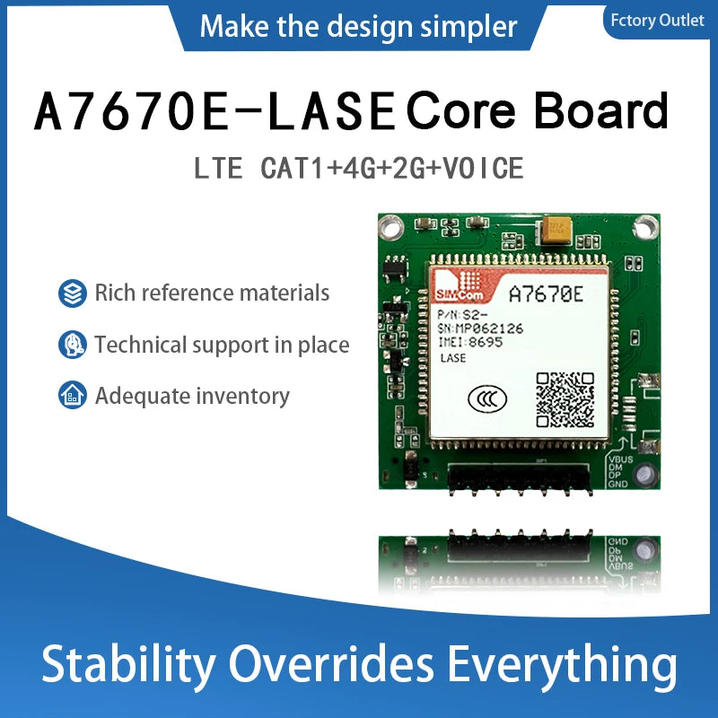 SIMCOM A7670E-LASE Single-row Needle Core Board with Antenna 4G 2G LTE CAT1 Module Modem Board Development Kit for Europe
