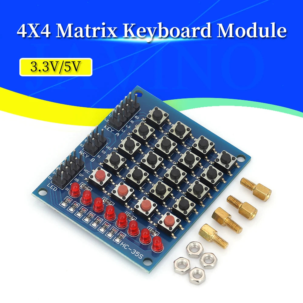 4X4 Matrix Keyboard For Arduino Array Module 16 Key Push Buttons Tastatur Switch Keypad Panel 4*4 Tasten 8LEDs Accessory DIY Kit