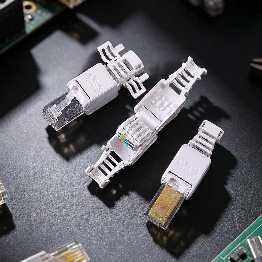 1/2Pcs Tool Free RJ45 Connector for UTP CAT6A/CAT6/CAT5E No Crimper Internet RJ 45 for 23awg-26awg Toolless LAN Cord Ends