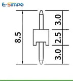 100pcs 2.54mm Male Pin Header L7.5/8.5mm 1x2/3/4/5/6P Straight Single Row Single Plastic 0.8U Gold PCB Connector