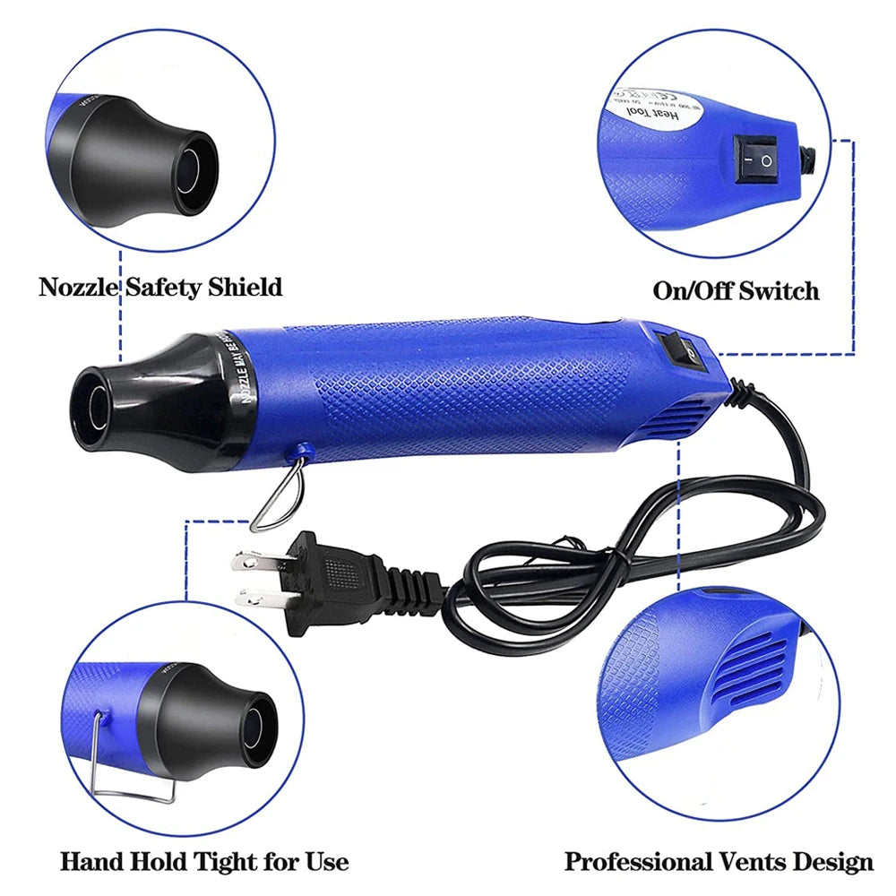 220V DIY Heat Gun Electric Power Tool Hot Air Gun 300W Temperature Gun with Supporting Seat Shrink Plastic DIY Craft Tool