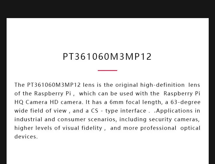 Raspberry Pi High Quality HQ Camera Module 12.3MP IMX477 sensor support for C- and CS-mount lenses