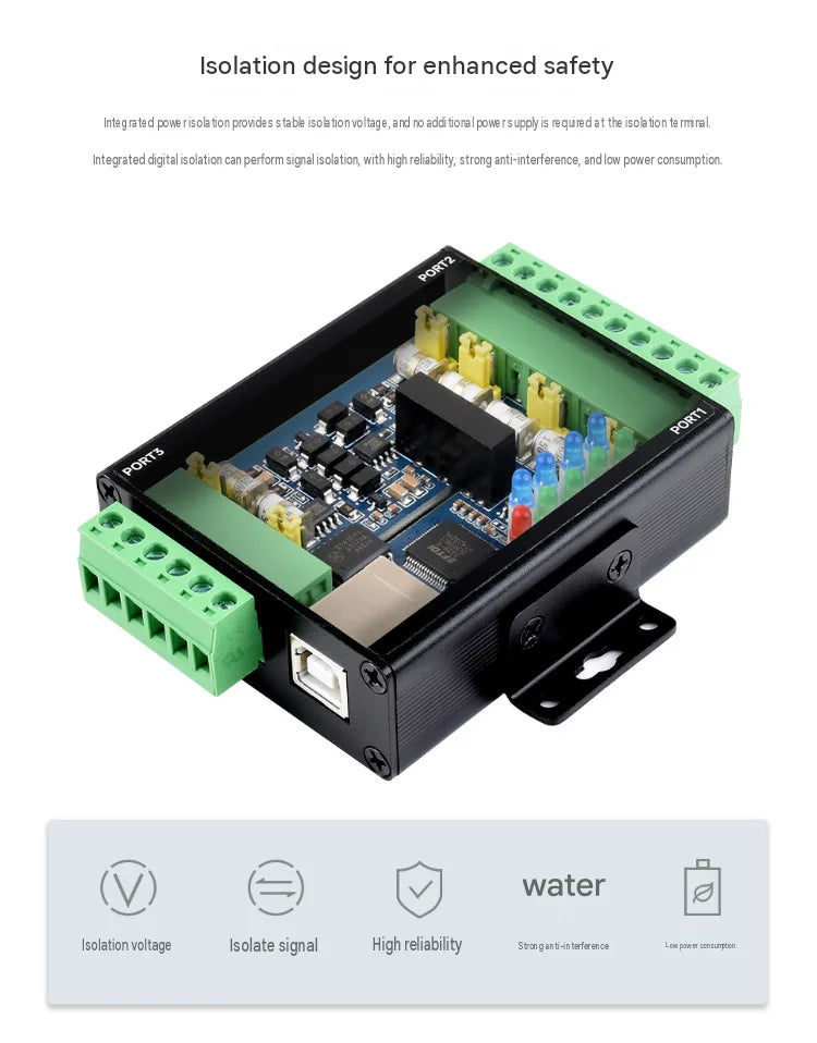 Industrial Isolated 4Ch USB to RS485 422 Converter Wall DIN Rail Mountable