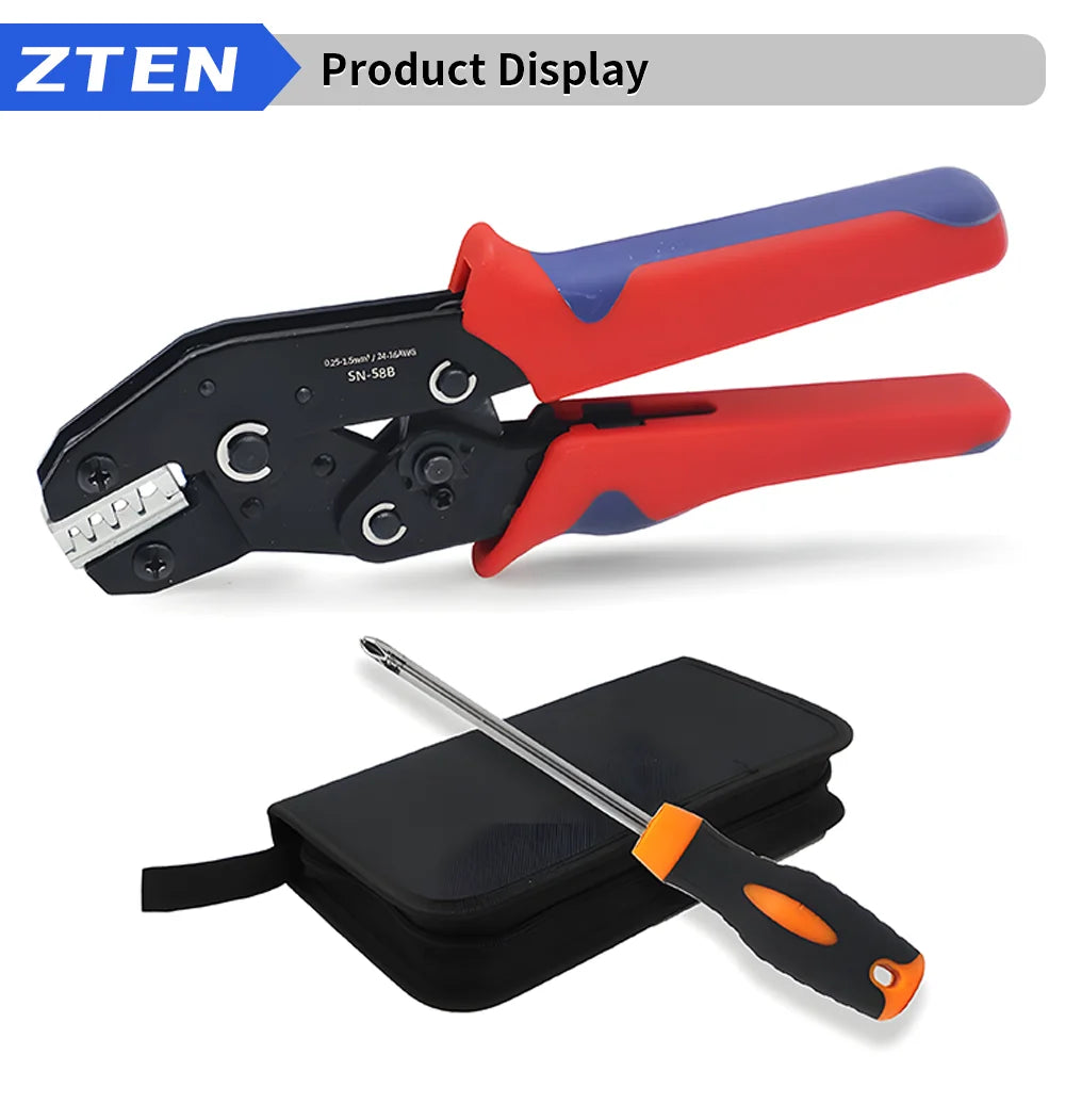 Electrician Pressed Pliers Crimping Tool with Interchangeable Dies Ratcheting Wire Crimper for Electrical Terminals Connector