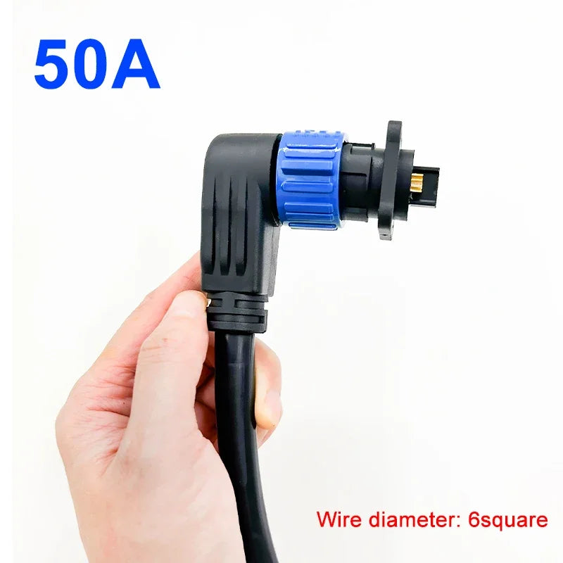 50A M25 Self-locking Waterproof Plug Cable IP67 2 3 Pin Power Charging Connector Large Current Male Female Aviation Plug Socket