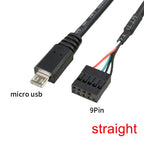 PC Computer Motherboard 9P to Micro USB to DuPont 2.54mm 5Pin DuPont USB to Micro USB Data Cord Aluminum Foil + Woven Mesh Cable